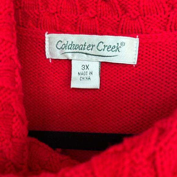 Coldwater Creek Women's Red Basketweave Cowl Neck Knit Sweater Size 3X Plus - Picture 3 of 5